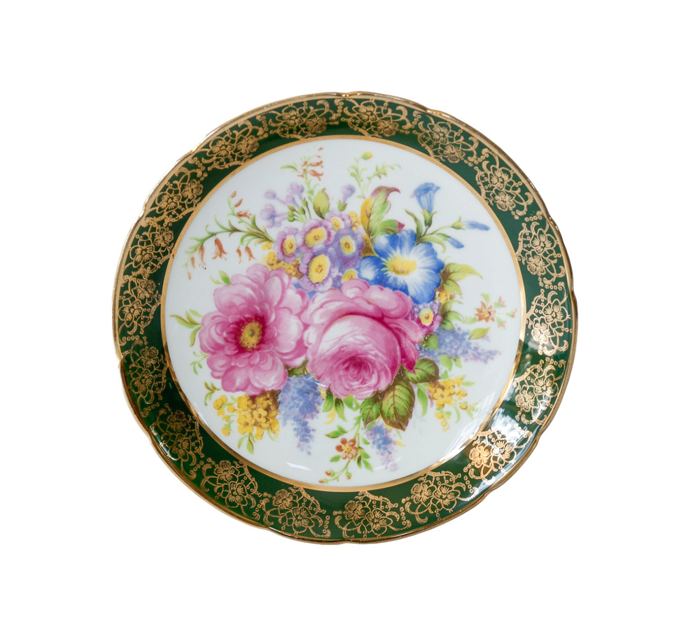 VTG 50s Regency England Cabbage Rose Saucer Orphan Display Cabinet Plate Cottage